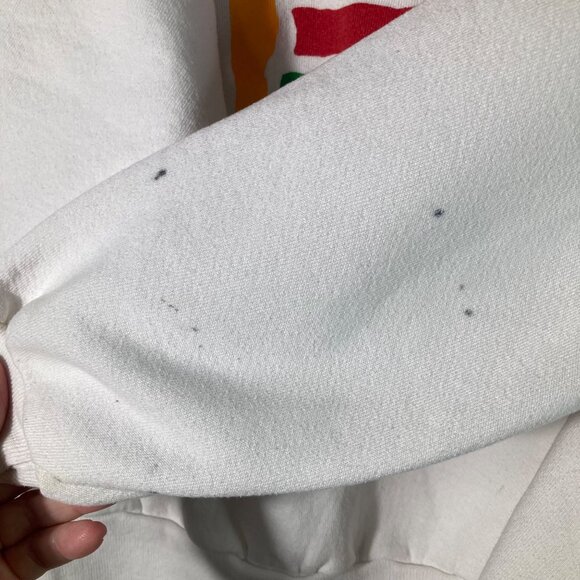 Vintage Jerzees ELW Sweatshirt White Red Blue Yellow Green M Flaw - Picture 10 of 11